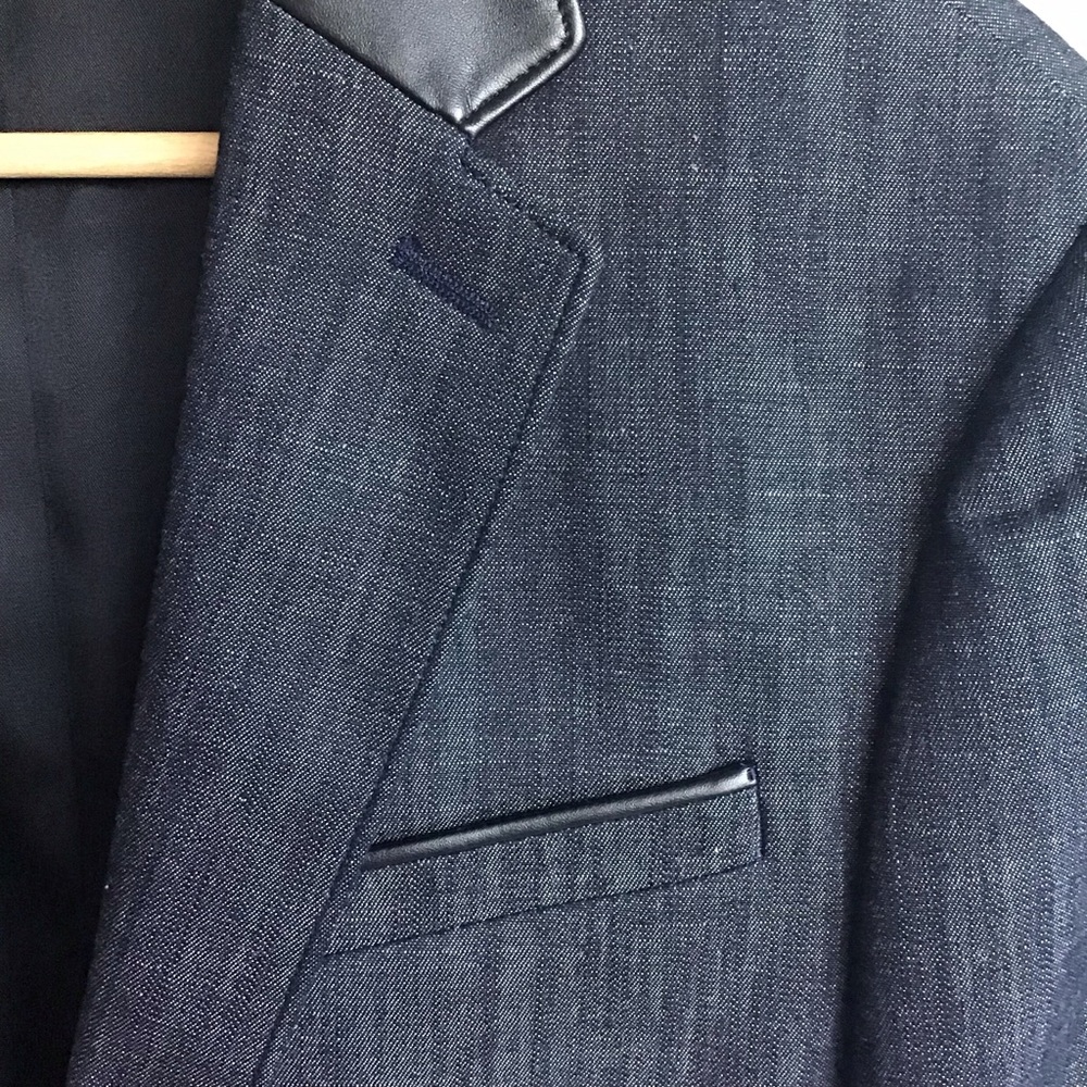 EXPRESS Men Photographer Suit Jacket Fitted Faux Leather Trim Size 36 Short NWOT - Picture 3 of 7